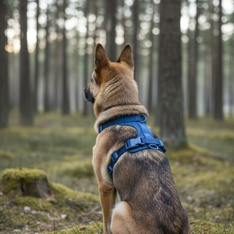 Schäferhund mit SELKA Hundegeschirr in Saphir